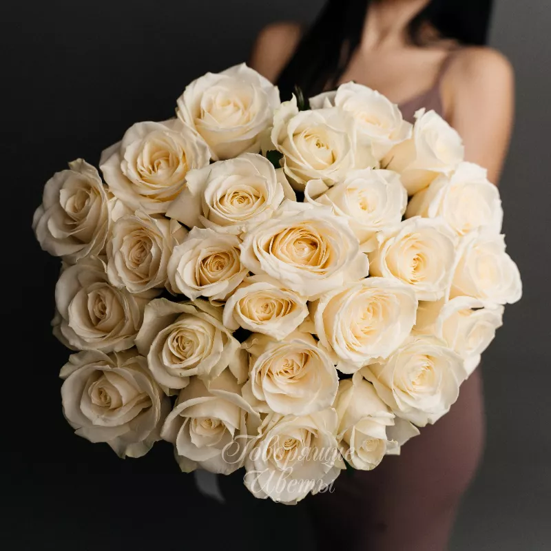 25 белых роз