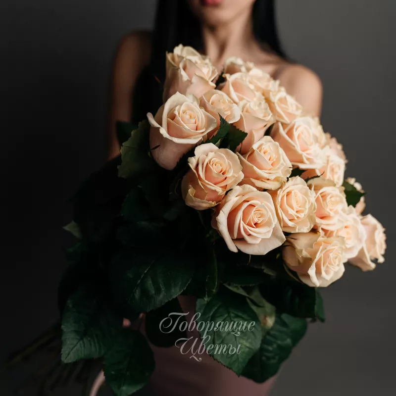 25 персиковых роз 1