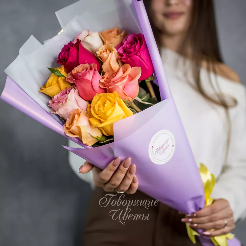 11 роз микс (премиум сорт)