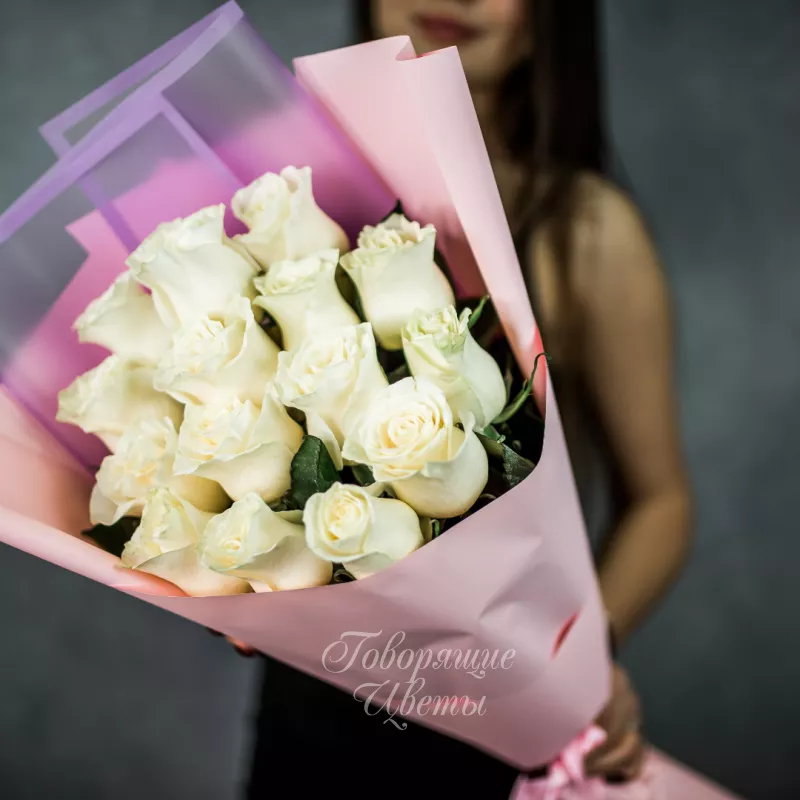 15 белых роз (премиум сорт) 2