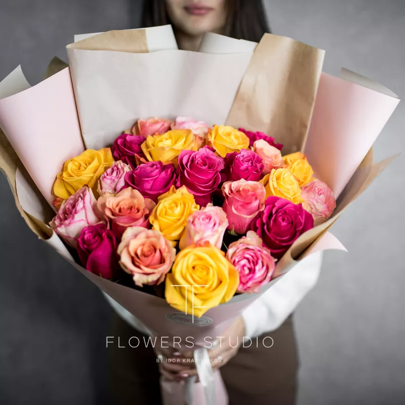 25 роз микс (премиум сорт) 3