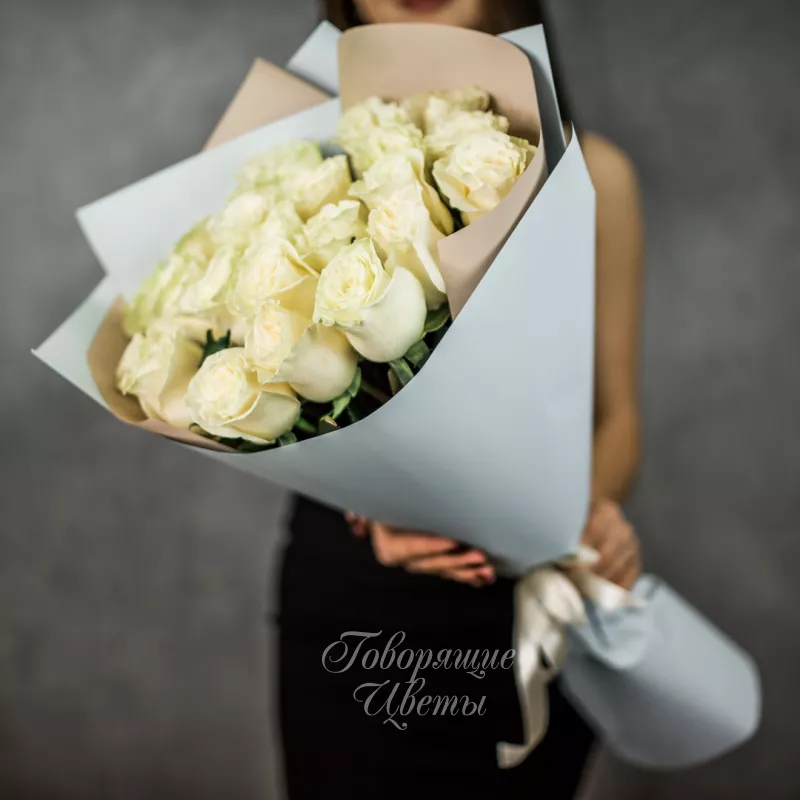 25 белых роз (премиум сорт) 1