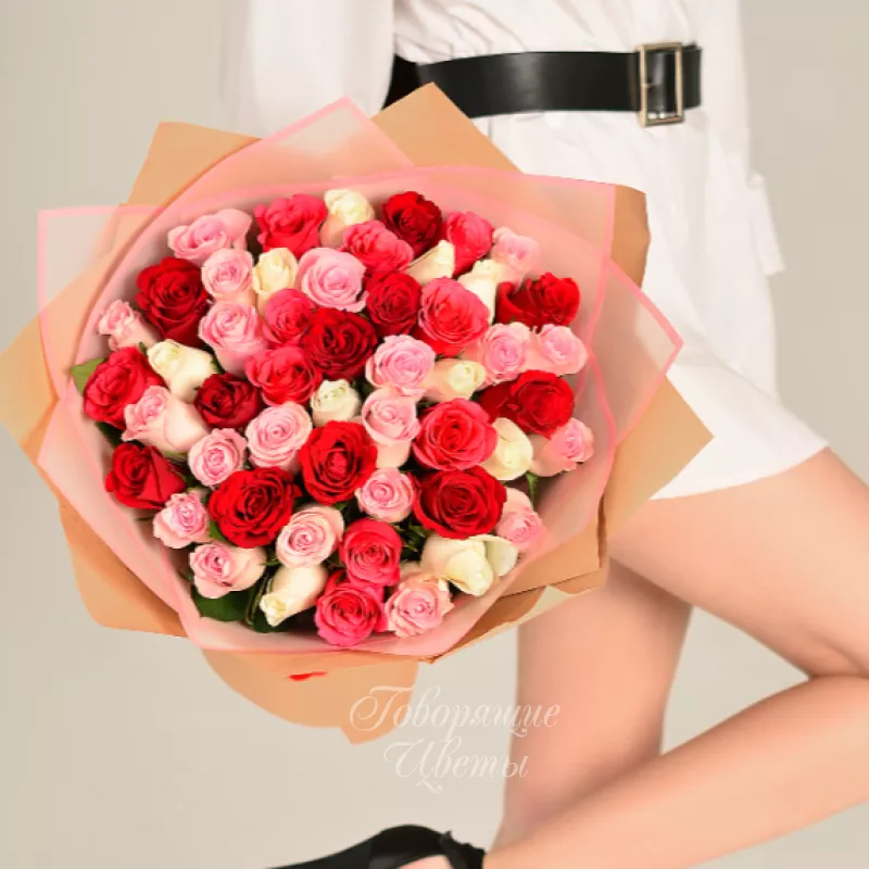 51 роза Кения микс