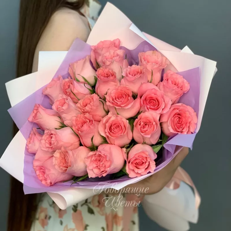 25 розовых роз Кения