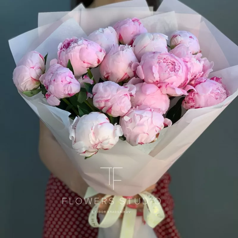 15 нежно-розовых пионов 1
