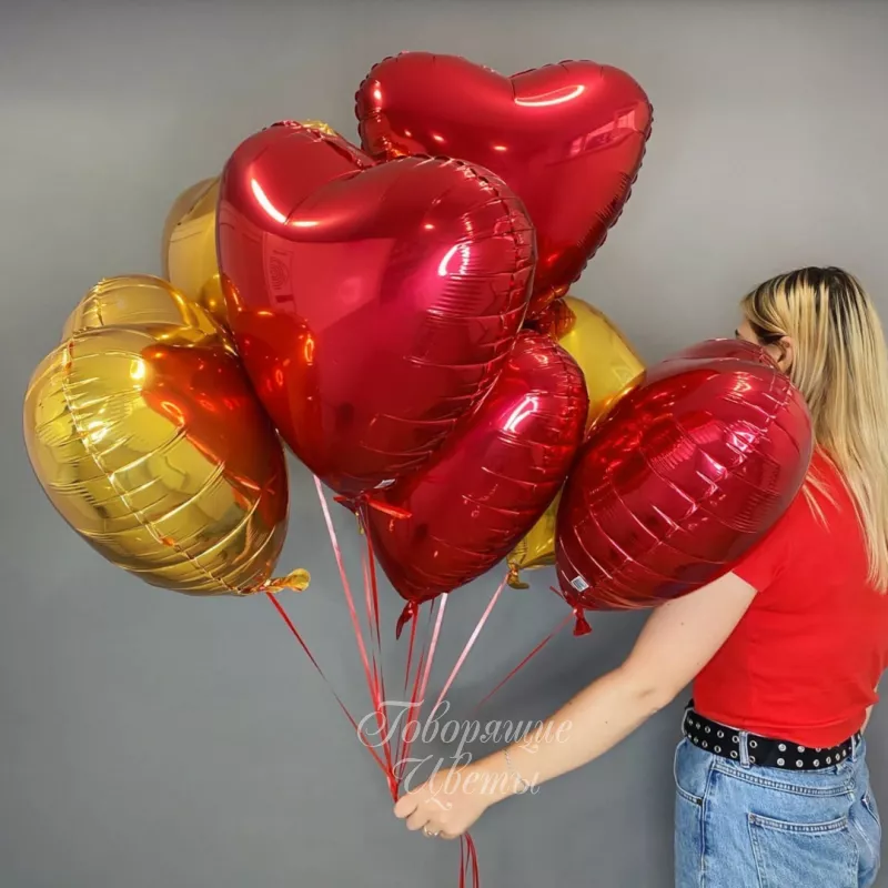 9 фольгированных сердец 1