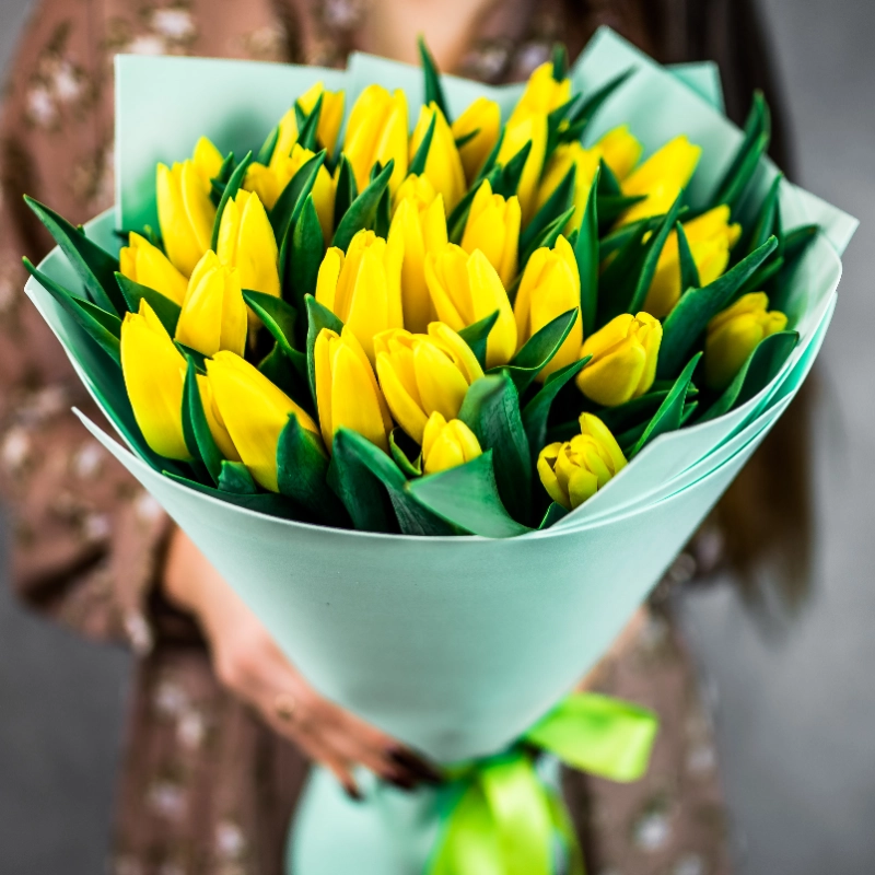 35 желтых тюльпанов  1