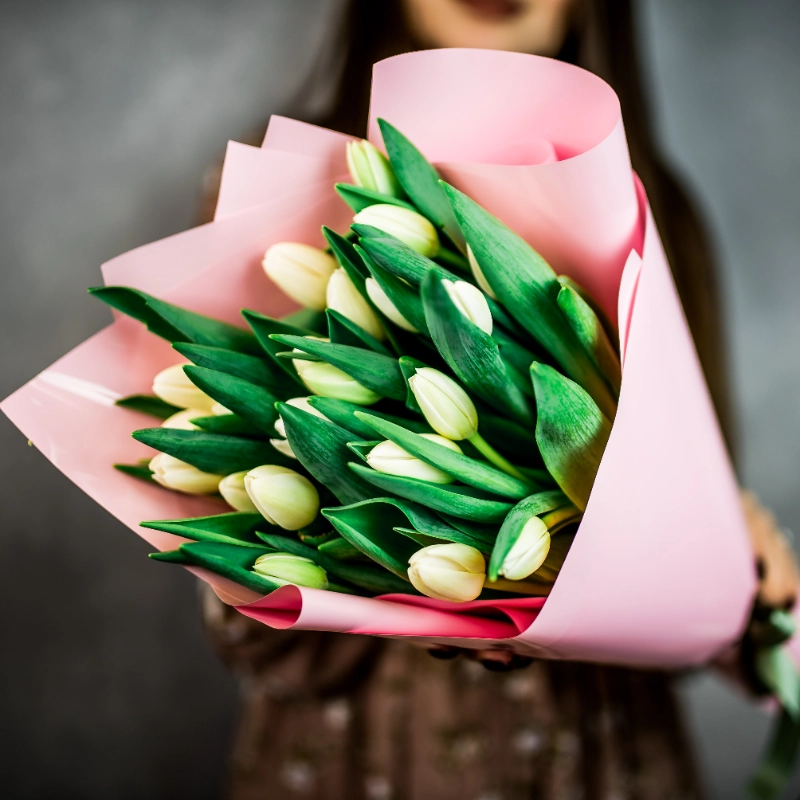 25 белых тюльпанов  1